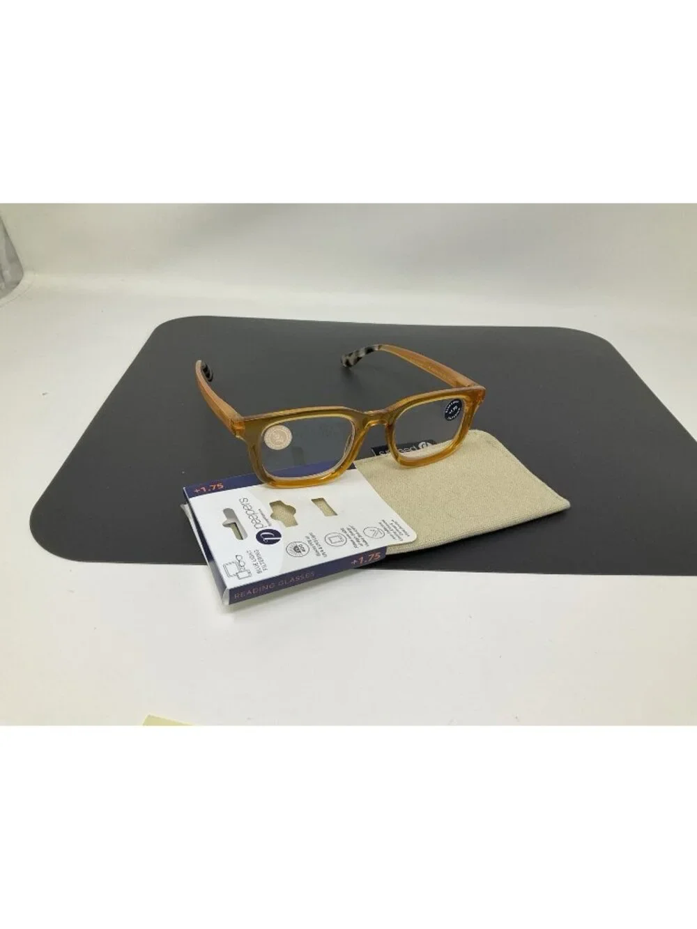 Canopy Peepers blue light filter Orange readers  +1.75 Reading Glasses